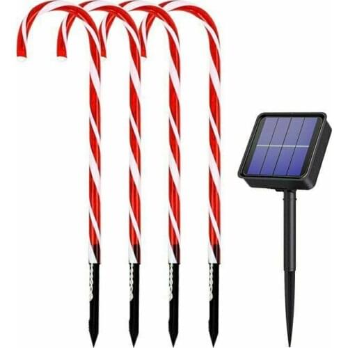 Christmas Decoration Lights Solar Christmas Candy Cane Pathway Lights Home Garden Decor New Year 2020 Xmas Ornaments Lawn Lights