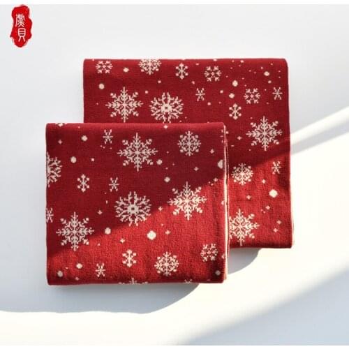 Christmas scarf child snowflake pure cotton shawl winter red knitting warm cute parent-child long scarves gift for boy girl kids