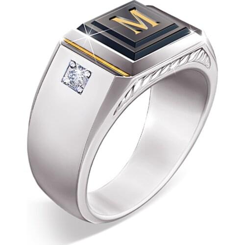 Mens 925 Sterling Silver AAA Zircon Epoxy Ring Engagement Reception Birthday Gift Jewelry Ring Wholesale size 8-12