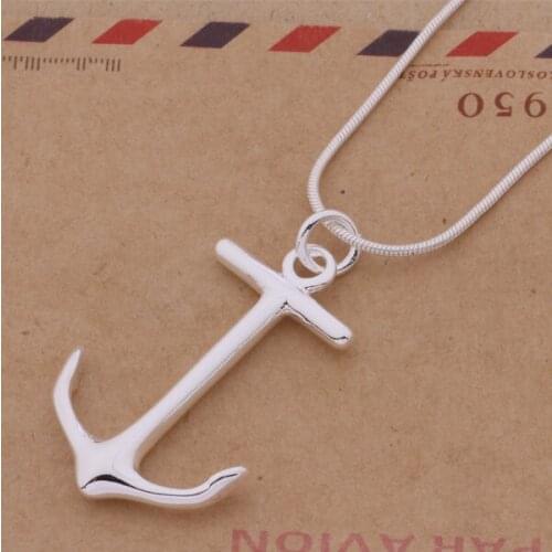 AN345 stearling silver color color Necklace silver color color fashion jewelry pendant anchor /bcxajuea anvajfca