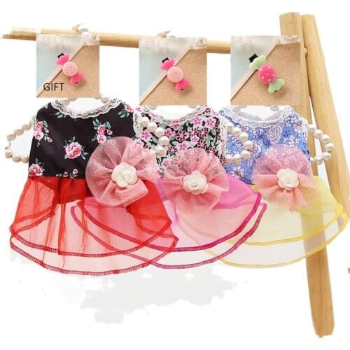 Dog Hairpin Pet Cat Clothes Summer Princess Dress Skirt Puppy dogs Skirts York Pet Chihuahau Dress 3 Color