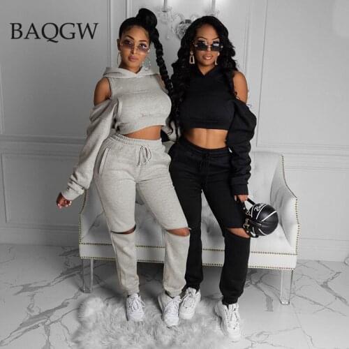 Tracksuit Plain Color Autumn Women 2 Piece Set Lace Up Sweat Pants Crop Hoodies Solid Fitness Sporty Suit Set Long Pants Outfits