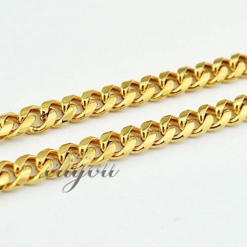 SUNNERLEES Fashion Jewelry Gold Color Necklace 6mm Curb Link Chain High Quality Shiny For Men Women Gift DJN03