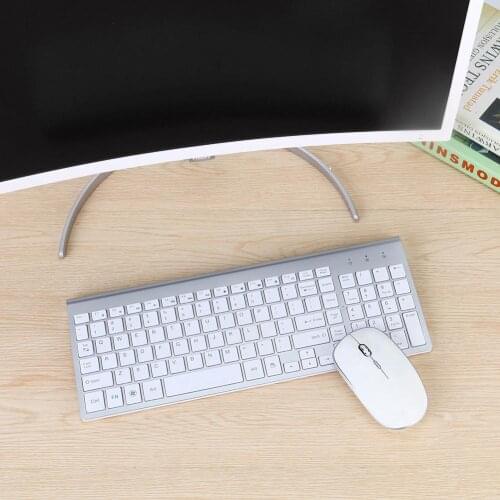 Ultra-thin Stylish Wireless 2.4G Mute Keyboard Mouse Set for Computers/Laptops
