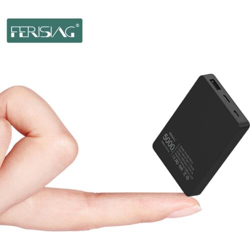 FERISING Slim Mini Power Bank 5000mAh Portable PowerBank 5000 mAh USB Typc C PoverBank External Battery Charger For Xiaomi Banks