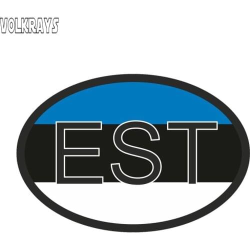 Volkrays Creative Car Sticker Est Estonia Country Code Accessories Waterproof Cover Scratches Sunscreen Vinyl Decal,8cm*13cm