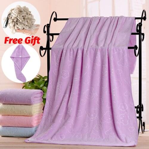70 X140cm Microfiber Absorbent Bath Towel, Soft Shower Towel, Soft Quick-drying Bath Towel, Shower + Flower Shower Cap