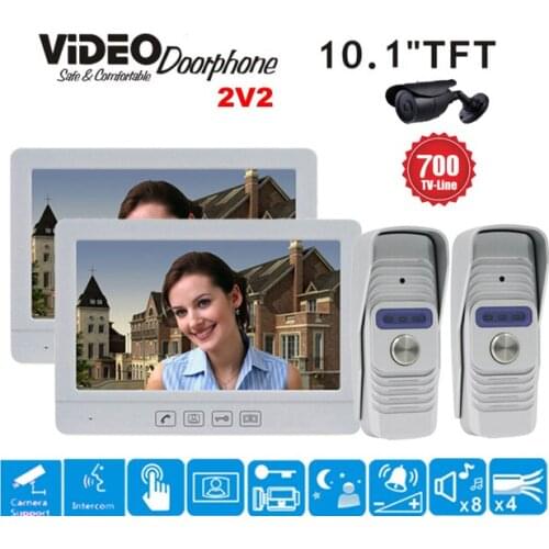 ZHUDELE brand10.1" Luxury Display Color Video Door Phone Touch Button Doorbell Intercom support CCTV camera IR HD Camera 2V2