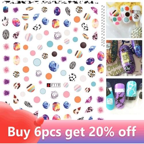 1 Sheet Cartoon Letter Flower 3D Nail Sticker Fashion Nail Art Decorations Self-adhesive Decal for Nails Manicure Tools