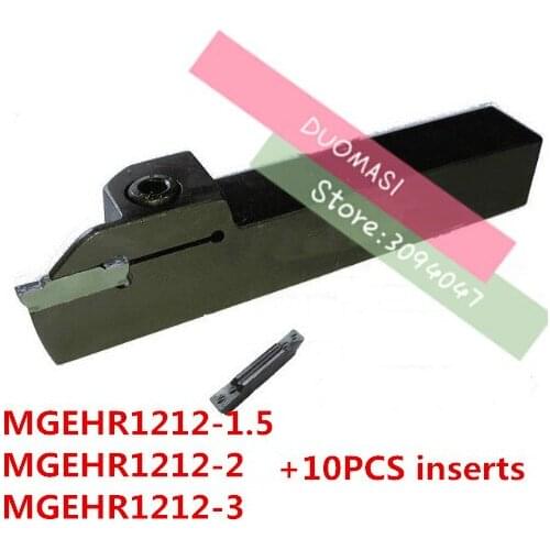 1PCS MGEHR1212-1.5/MGEHL1212-1.5/MGEHR1212-2/MGEHL1212-2/MGEHR1212-3/MGEHL1212-3 with 10PCS Carbide inserts CNC lathe tools