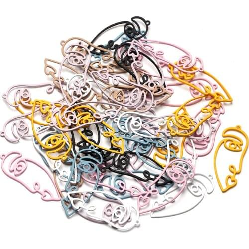 10 abstract face contour pendants suitable for ladies DIY spray paint multicolor earring jewelry making