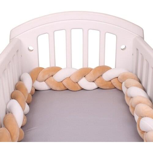 2M Infant knotted Fence Kids Safety Barrier Childrens Playpen Baby Bed Bumper Room Decor Long Strip Weaving Plush Crib Protector