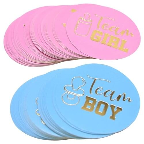 24/48pcs Team Boy Team Girl Stickers Gender Reveal Boy Or Girl Paper Stickers Baby Shower DIY Scrapbook Cookies Package Supplies