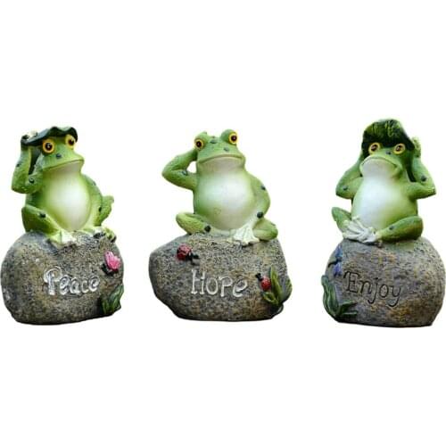 3PCS Frogs Garden Statues Frogs Sitting On Stone Sculptures Garden Yard Frogs Landscaping Stone Ornaments Decoration