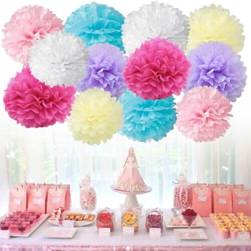 5Pcs (35CM) Tissue Paper Flower Ball Pom Poms for Home Garden Romantic Wedding Birthday Wedding Party Car Decoration 22 Colors
