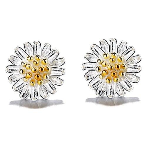925 Sterling Silver Daisy Stud Earrings For Women Prevent Allergy pendientes pendientes plata de ley 925 mujer