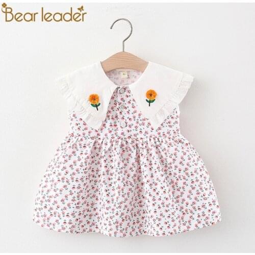 Bear Leader Floral Print Baby Girls Dress Newborn Toddler Girls Short Sleeve Floral Dress Princess Dresses Baby Girl Clothes