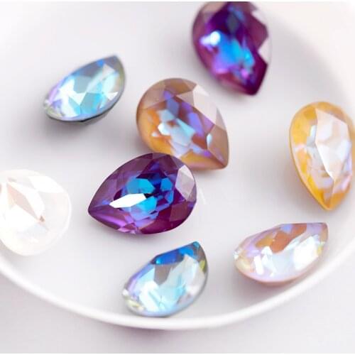 Glitter elements bag Fancy Stone glass sewing tear drop rhinestones point Back crystal stones strass crystal sticker gems rhines