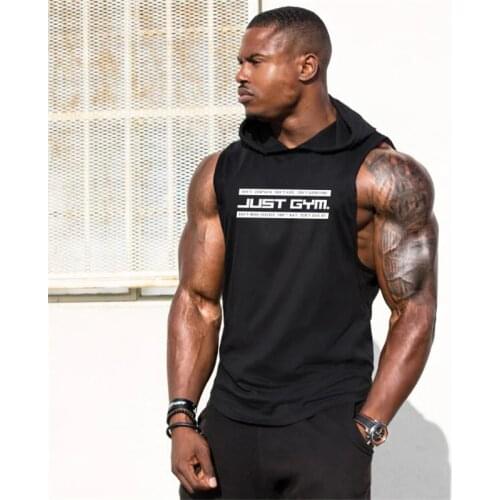 Muscleguys Brand Bodybuilding Stringer Sleeveless Shirt Hoodie Just Gym Tank Top Men Muscle Singlets Vest Cotton Fitness Clothes