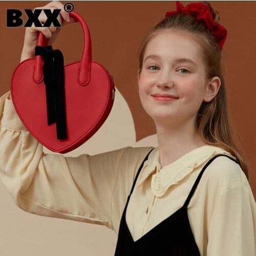 [BXX] Heart Design PU Leather Luxury Brand Crossbody Handbags and Purses 2021 Spring Fashion Ladies Travel Shoulder Bag HQ438