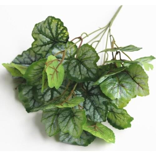 5 Branch Floral arrangement High quality Realistic Artificial green plant Begonia Hitom leaf for decor