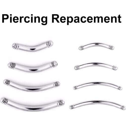 10Pc Stainless Steel Banana Piercing Parts Eyebrow Nipple Navel Belly Ring 14 16G 6 8 10 12mm Piercing Replacement Body Jewelry