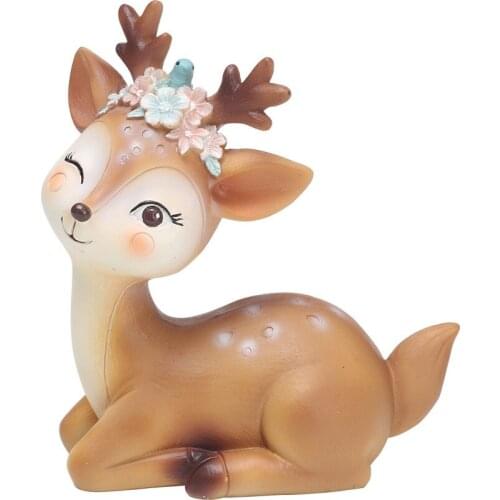 Cartoon animal resin home decor kawaii little deer car desk decoration room accessories decoracion hogar moderno deco sweet gift