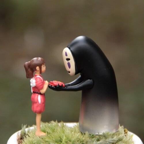 Hayao Miyazakis Glass Faceless Men Resin Chihiro Girl Micro landscape Gardening Oranments Action Figure Toy