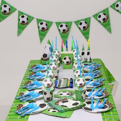 Football theme Cartoon Party Tableware Plates Napkins flag Birthday Kids favors Cups Gift bag Baby Shower Party Supplies Decor