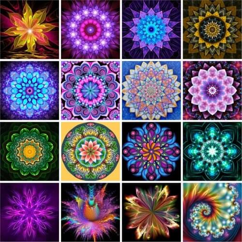 Huacan 5d DIY Diamond Painting Full Square Mosaic Mandala Diamond Embroidery Complete Kit Flower Home Decoration