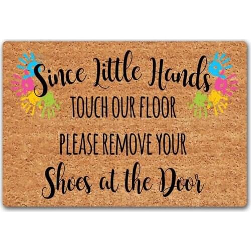 Doormat Since Little Fingers Touch Our Floors Please Leave Your Shoes Funny Floor Mat Rug Non-Slip Entrance Indoor Outdoor Bathr
