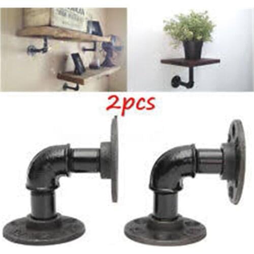 2 Pcs 1/2inch Vintage Pipe Shelf Bracket 15x10cm Nipple Length For Bookshelves Or Bookcases