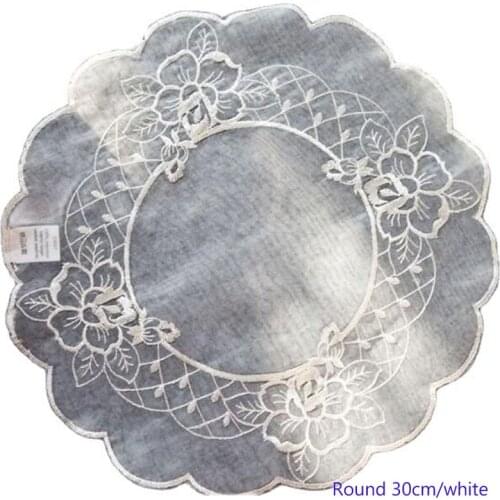 HOT embroidery lace table place mat cloth placemat Cup mug round coaster New year doily drink tea pad Christmas cookware kitchen