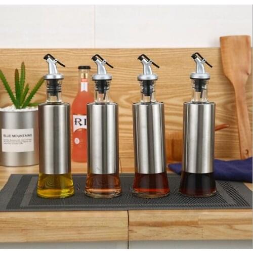 Kitchen soy sauce vinegar cooking wine seasoning bottle stainless steel spill proof oil bottle