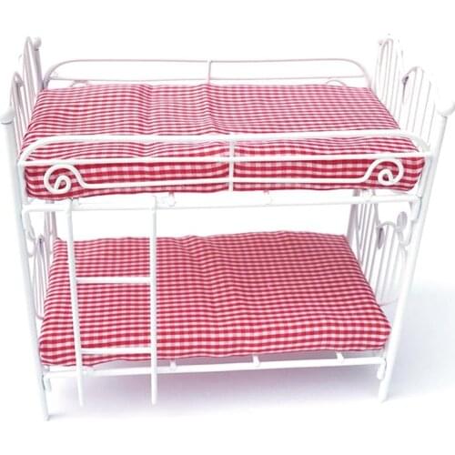 1:12 Doll House Mini Furniture Simulation Iron Frame Bunk Bed Play House Toy Accessories Childrens Room Decoration Decoration