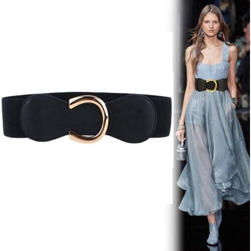 Hot Wide Stretch Waistbands Woman Sexy Slim Corset Belt Dress For Lady Fashion Gold Buckle Brown Cummerbunds Wedding Waist Seal