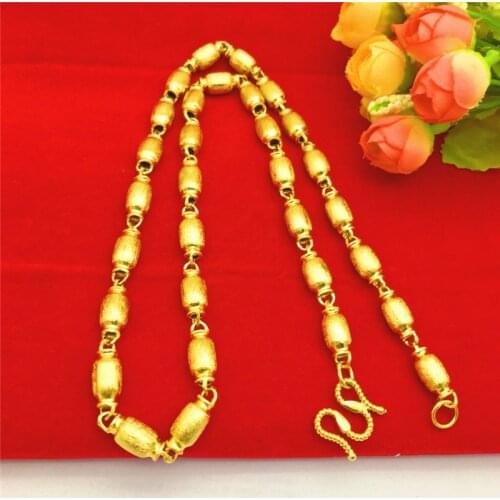 FASHION LUXURY 14K GOLD MENS NECKLACE MATTE CYLINDRICAL CHAIN NECKLACE FOR MEN WEDDING ENGAGEMENT ANNIVERSARY JEWELRY GIFTS