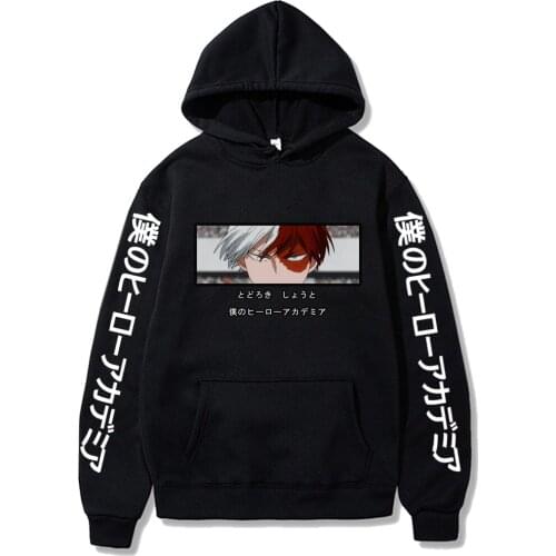 My Hero Academia Hoodies Pullover Casual Todoroki Cool Eyes Print Hooded Streetswear Sweatshirt Men Women