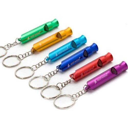 Lot Of 72 Safety Survival kit Emergency Whistle Key Chain Aluminum Alloy Metal Camping Tools- Free Shipping