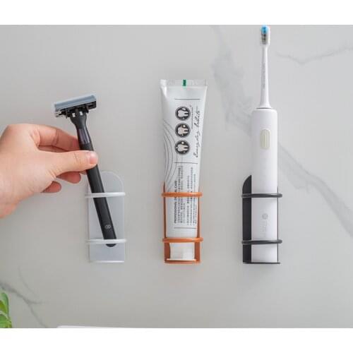 No Drilling Toothbrush Holder Iron Material Wall Mounted Shelf Nordic Toothpaste Razor Storage Rack for Bathroom Accessories