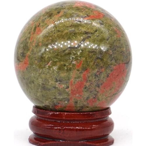 Natural Unakite Stone Ball Natural Mineral Quartz Sphere Hand Massage Crystal Ball Healing Feng Shui Home Decor Accessory 40mm
