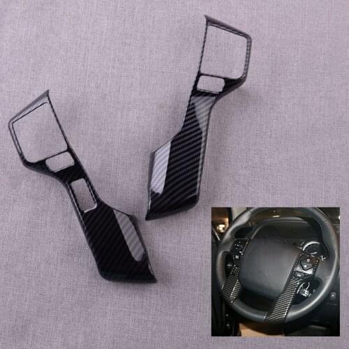 NEW 2Pcs Car Steering Wheel Cover Trim Moulding Fit For Toyota Tacoma 2016 2017 2018 2019 2020 ABS Black Carbon Fiber Style