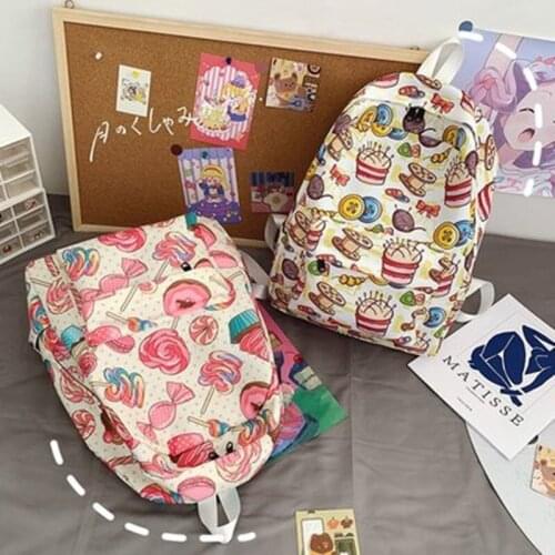 2021 summer new Japanese college style cute and sweet print funny personality soft girl student backpack graffiti school bag