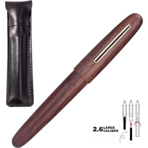 Jinhao 9056 Natural Wood Fountain Pen Handmade M/F Nib Ink Pen With A Converter