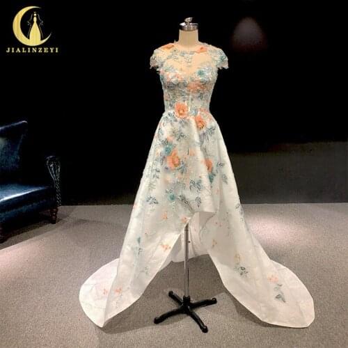 Rhine Real picture Sexy zuhair murad front short with long back green dress women evening dress long formal dresses