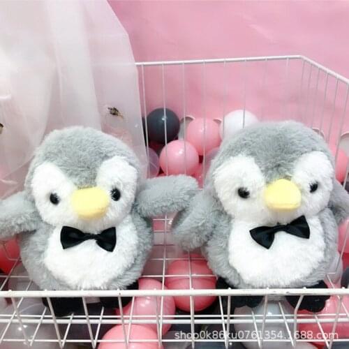 Women Winter Lovely Cartoon Penguin Cotton Slippers Gray Pink Warm Slides Cute Penguin Indoor Shoes Faux Fur Slides Girl
