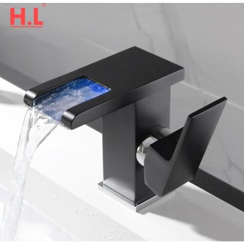 LED RGB color change Waterfall Bathroom Basin Faucet Bathroom Mixer Tap Sink Faucet Single Handle Toilet Mixer Tap