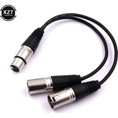 High Quality 1pcs 3 Pin XLR FEMALE Jack To Dual 2 MALE Plug Y SPLITTER Cable Adaptor