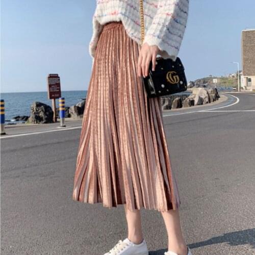 Юбка skirt faldas mujer moda 2019 saia faldas womens long skirt pleated femme midi winter skirt maxi black streetwear