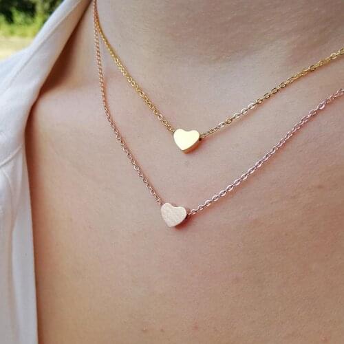 Mini Heart Necklaces For Women Wedding Jewelry Stainless Steel Rose Gold Choker Necklace Bridesmaid Gifts BFF Collar 2020